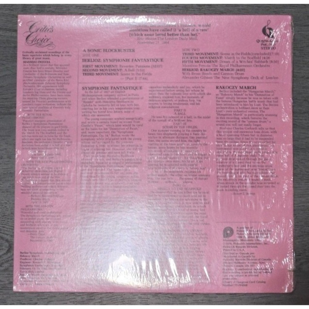 Berlioz: Symphonie‎ Fantastique Vinyl LP - Massimo Freccia, Royal Phil - Sealed - Picture 2 of 2